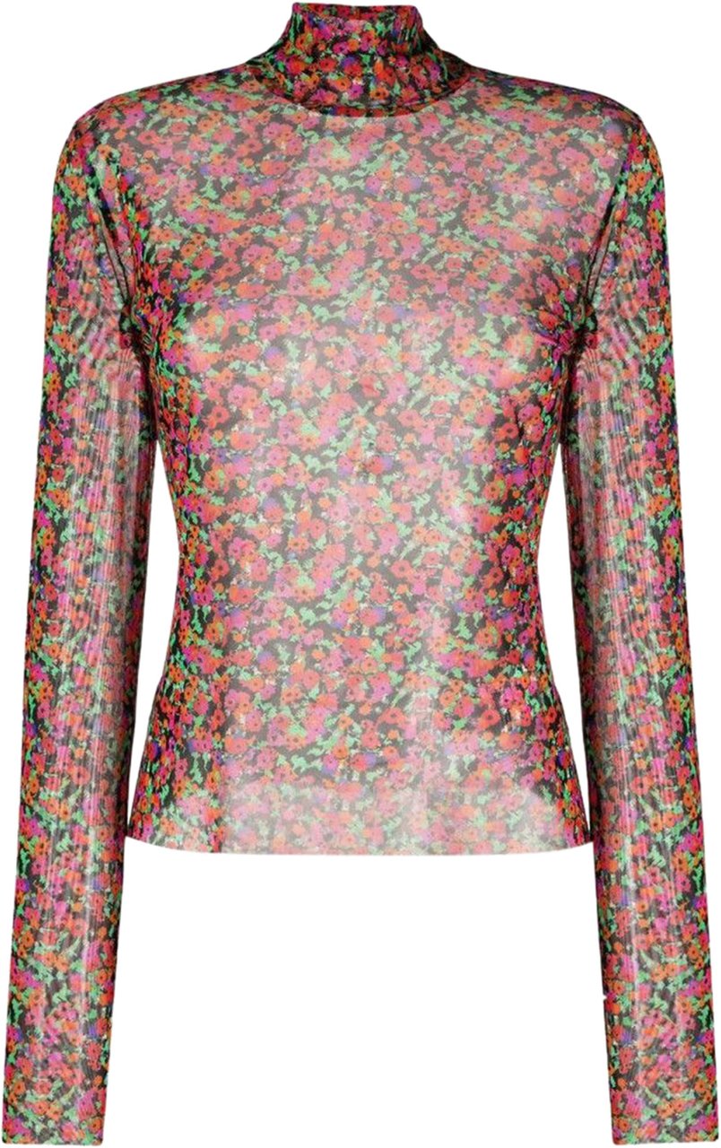 MSGM floral-print semi-sheer top Divers