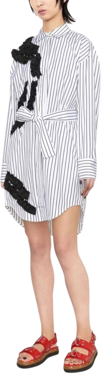 MSGM ruffled belted shirtdress Wit