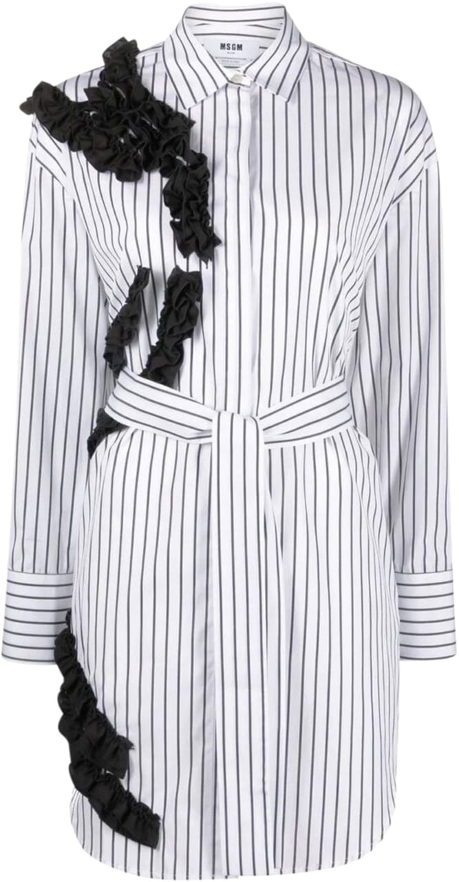 MSGM ruffled belted shirtdress Wit