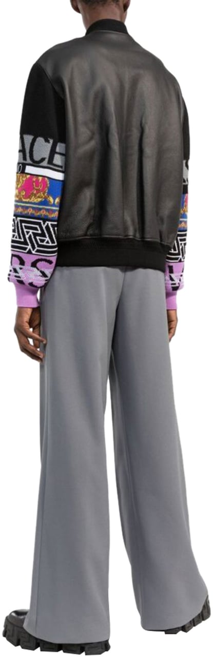 Versace contrast-sleeve leather jacket Divers