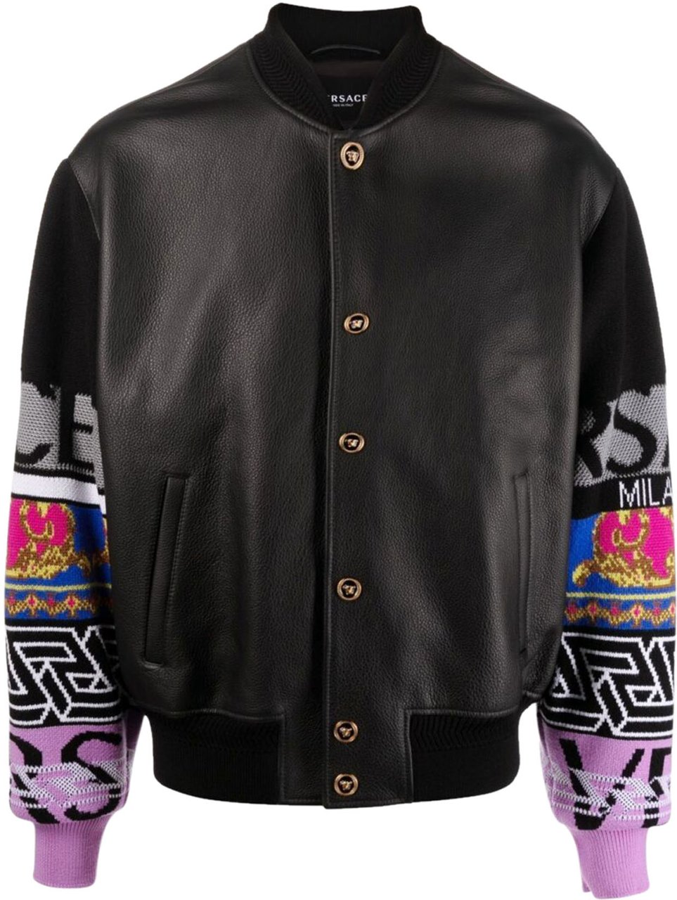 Versace contrast-sleeve leather jacket Divers