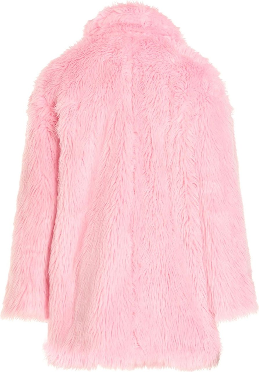 MSGM faux-fur buttoned-up coat Roze