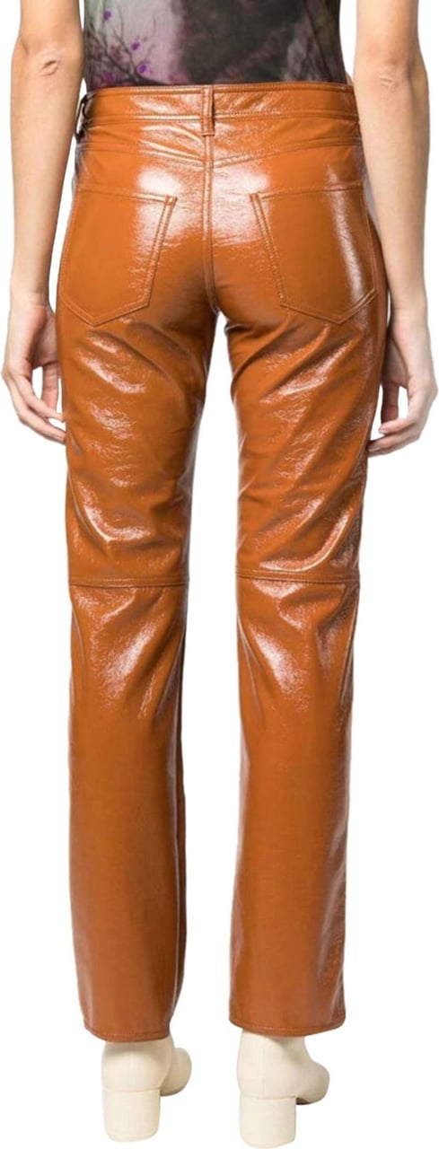 MSGM patent straight-leg trousers Oranje