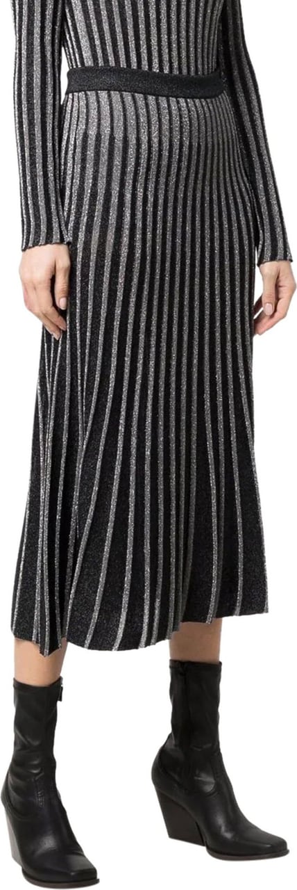 Stella McCartney metallic-threaded pleated skirt Grijs