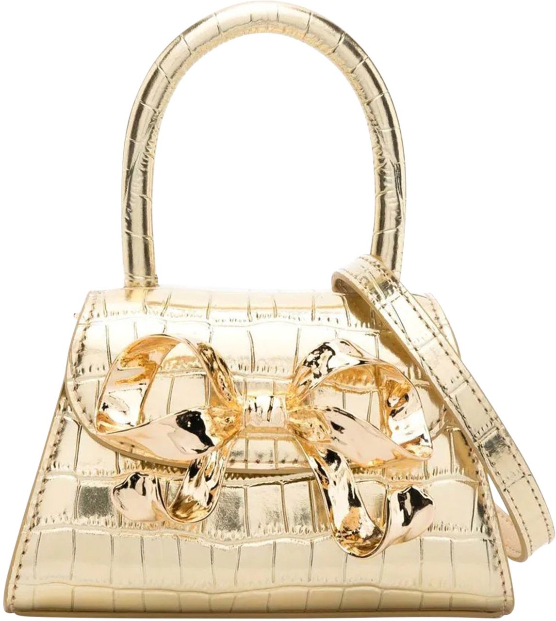 Self-Portrait The Bow micro tote bag Metallic