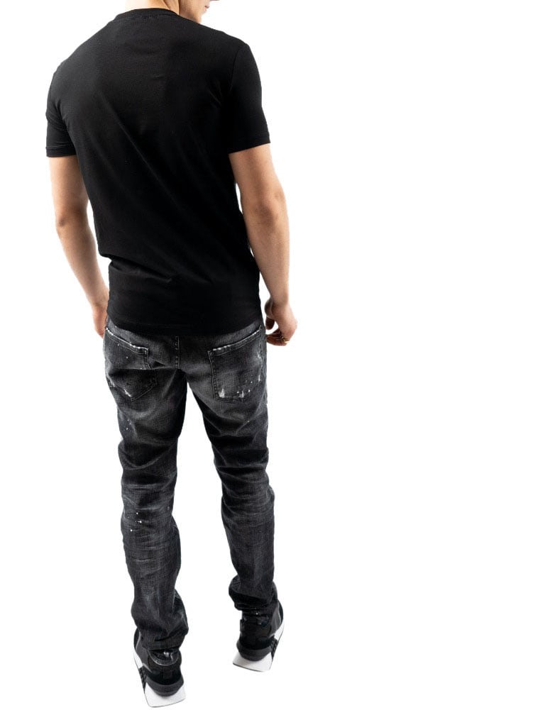 Dsquared2 Round Neck T-Shirt Logo Black/Yellow Zwart