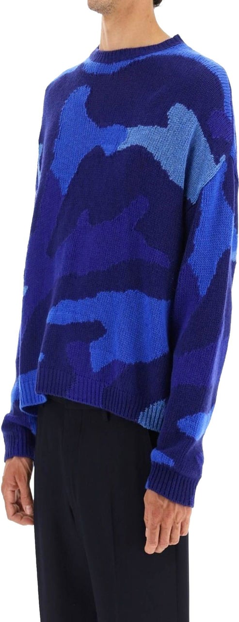 Valentino Valentino Wool Printed Sweater Blauw