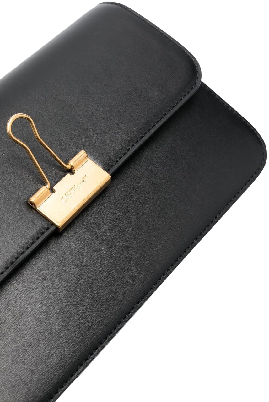 OFF-WHITE Binder Clip leather crossbody bag Zwart
