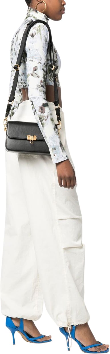 OFF-WHITE Binder Clip leather crossbody bag Zwart