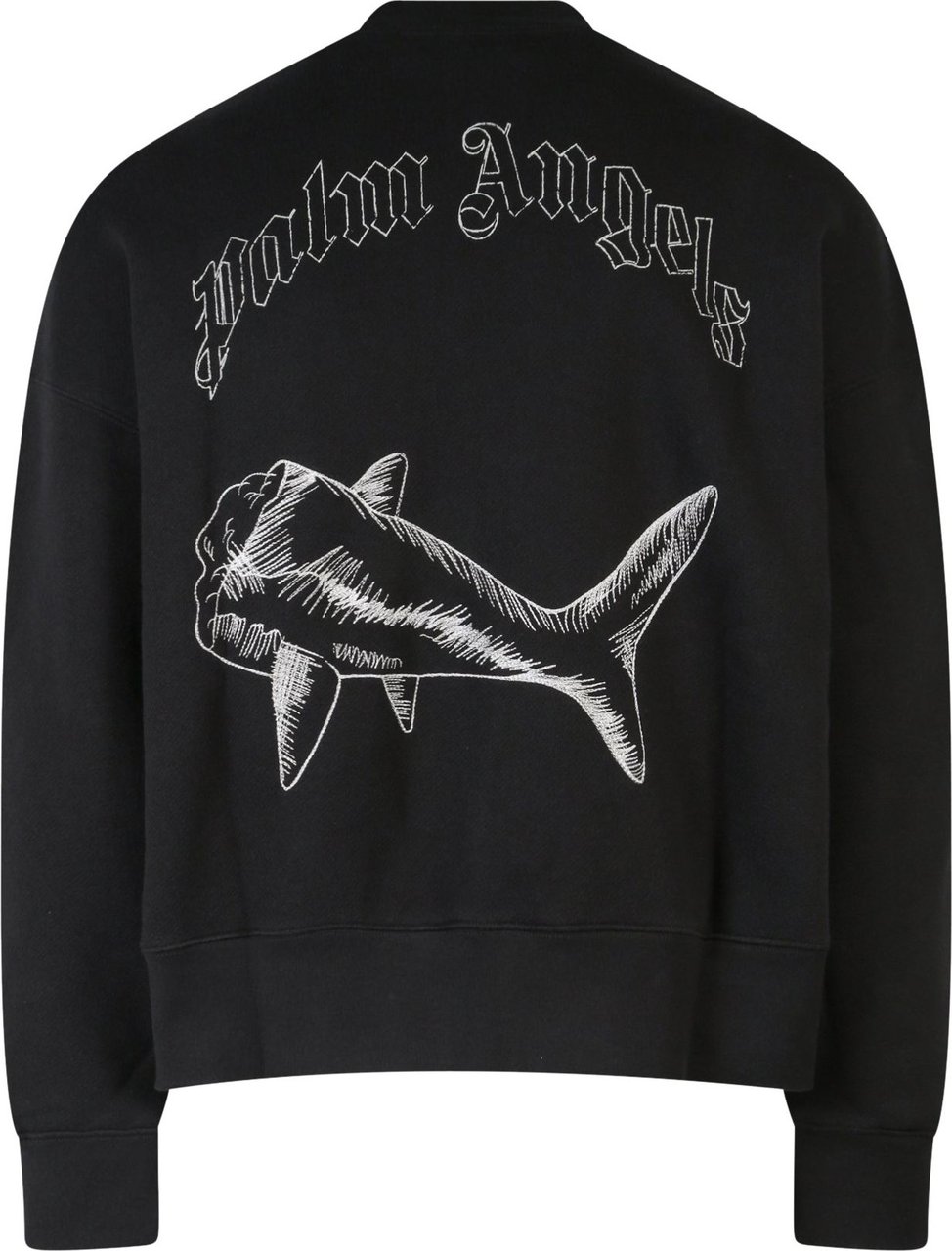 Palm Angels Organic cotton sweatshirt with Shark embroidery Zwart