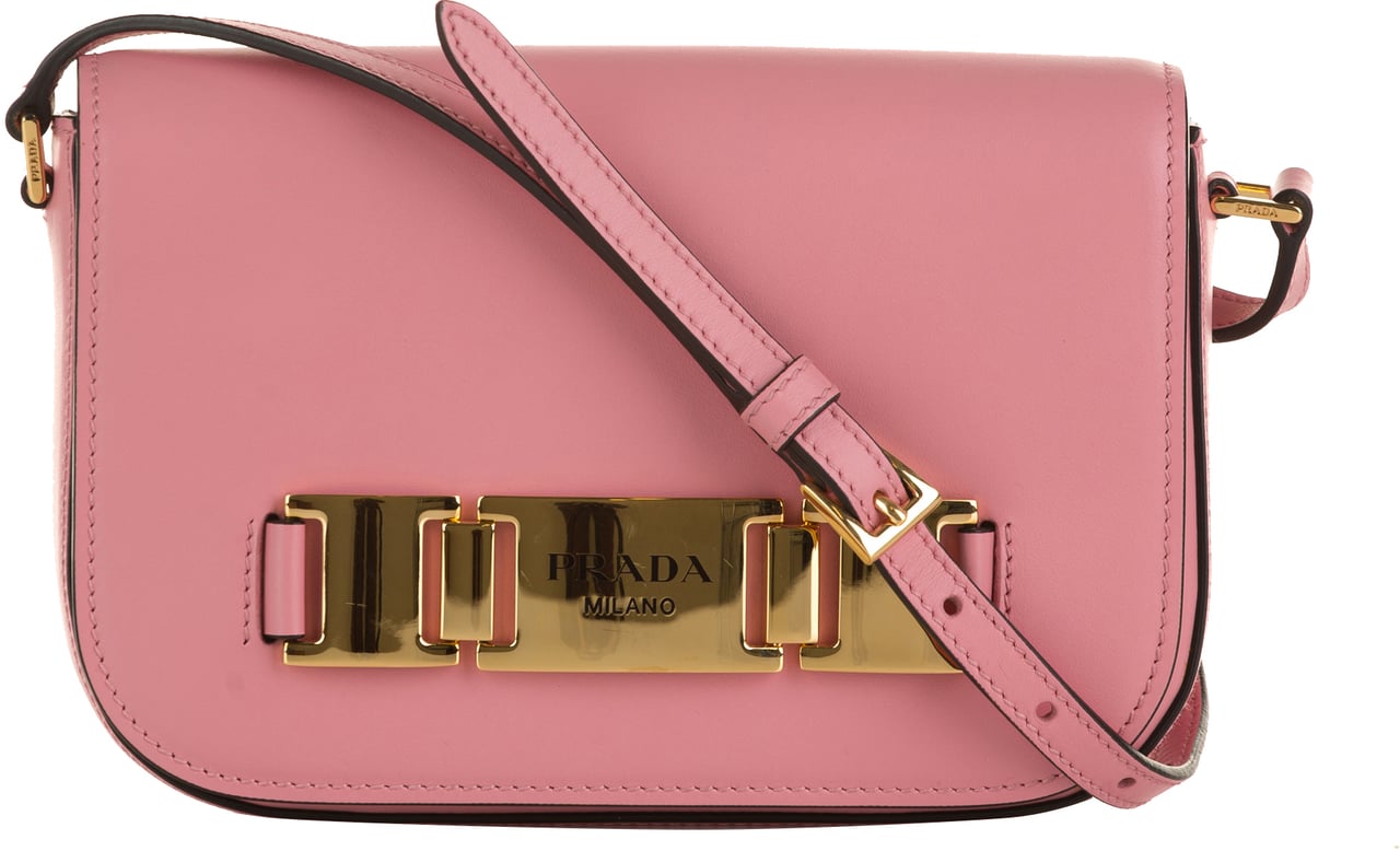 Prada Glace Calf Etiquette Crossbody Roze
