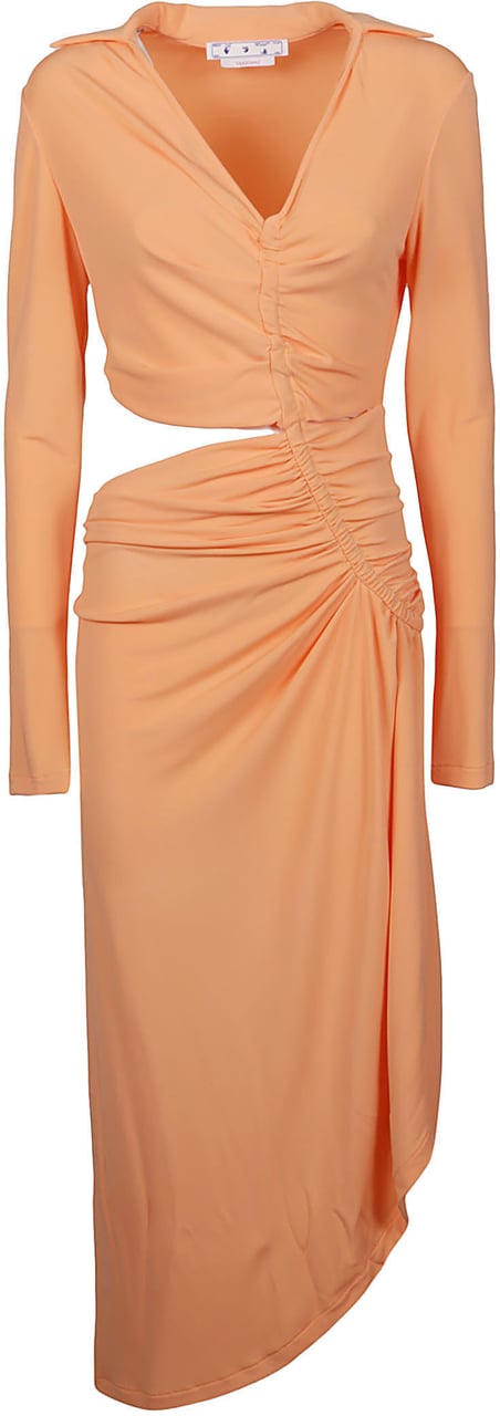 OFF-WHITE Vi-crepe Draped Midi Dress Yellow & Orange Geel