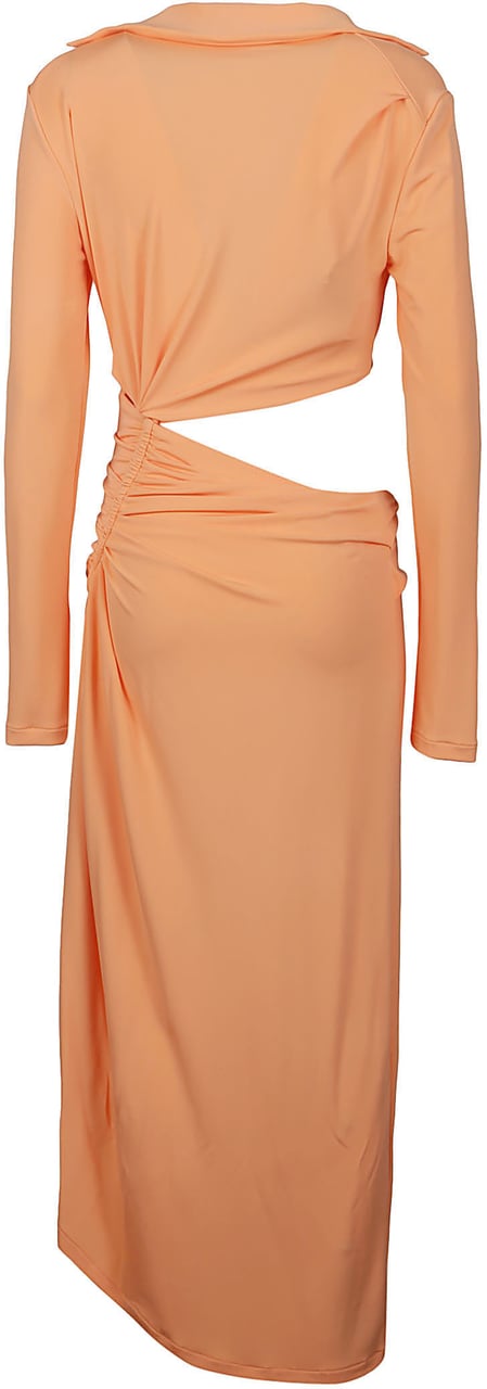 OFF-WHITE Vi-crepe Draped Midi Dress Yellow & Orange Geel