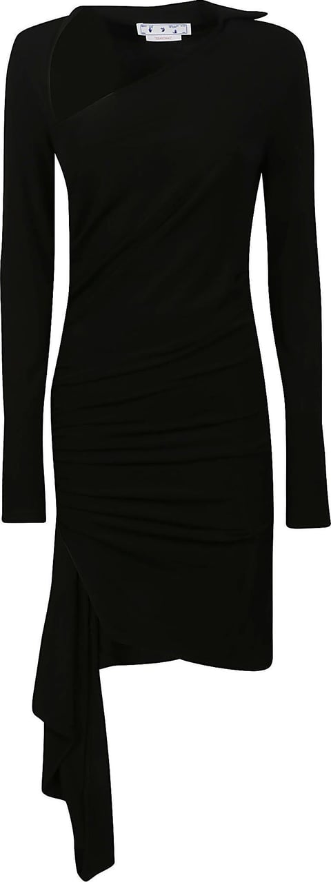 OFF-WHITE Vi-crepe Draped Mini Dress Black Zwart