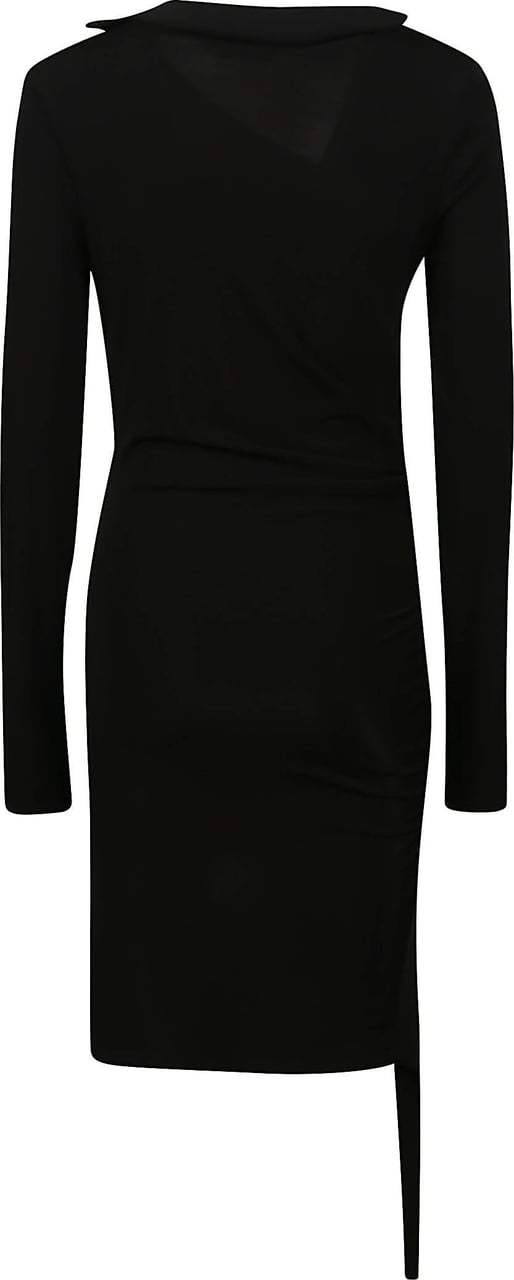 OFF-WHITE Vi-crepe Draped Mini Dress Black Zwart