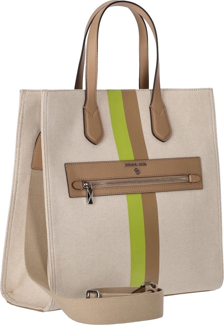 Michael Kors Kempner Canvas Beige Green Shopping Bag Beige Beige