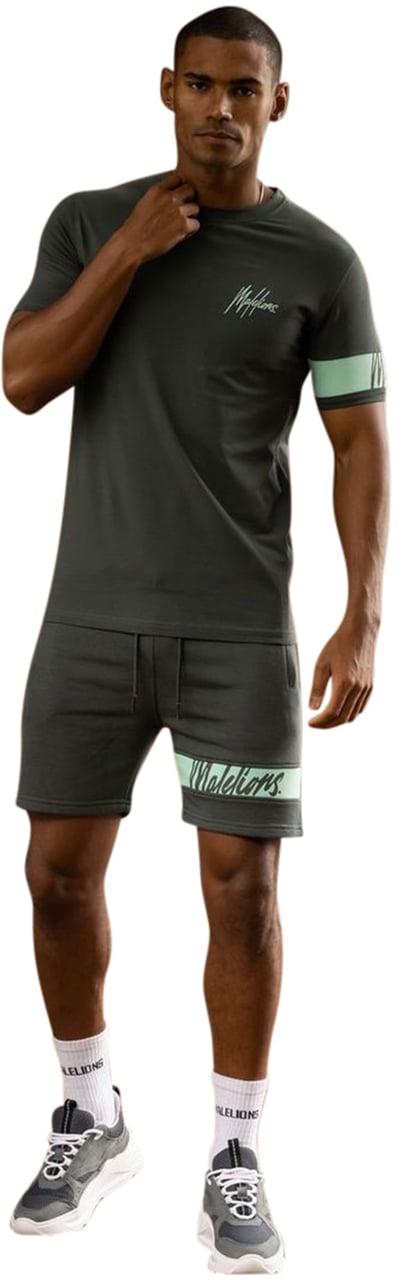 Malelions Captain T-Shirt - Antra/Mint Grijs