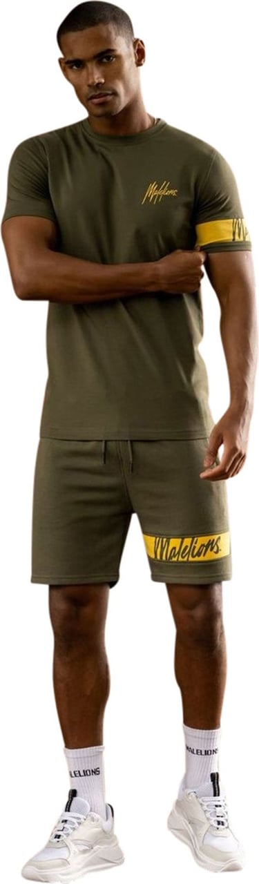 Malelions Captain Short 2 - Army/Yellow Groen