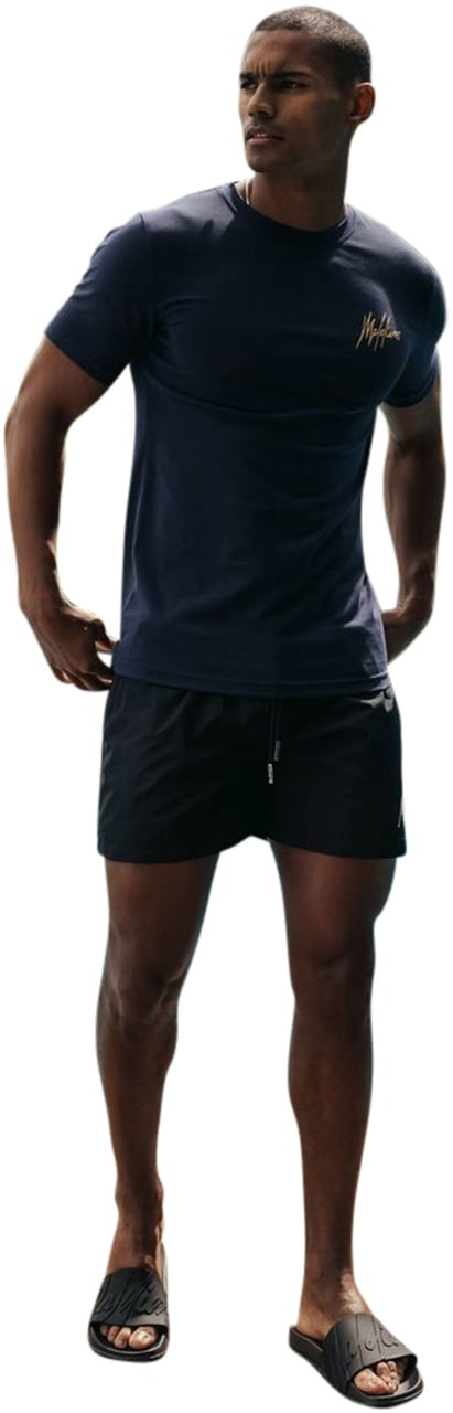 Malelions 3D Graphic T-Shirt - Navy/Gold Blauw