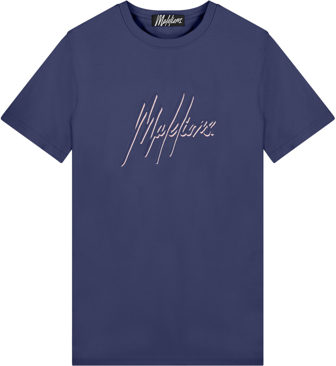 Malelions Duo Essentials T-Shirt - Navy/Pink Blauw
