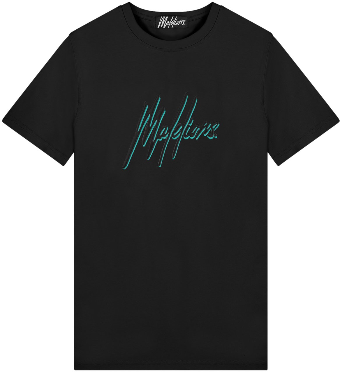 Malelions Duo Essentials T-Shirt - Black/Turq Zwart