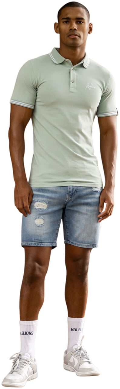 Malelions Signature Polo - Blue Surf Blauw