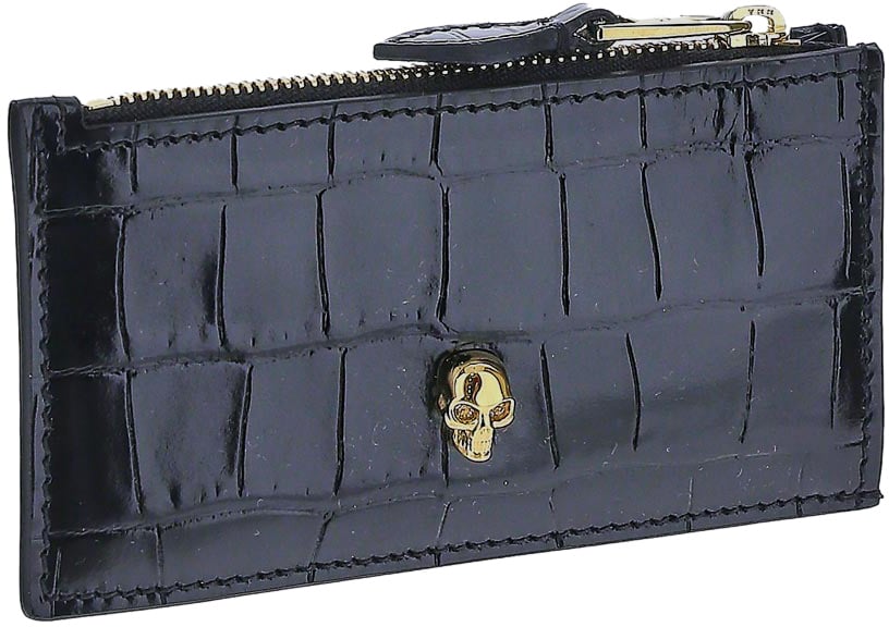 Alexander McQueen Skull Zip Card Holder Zwart