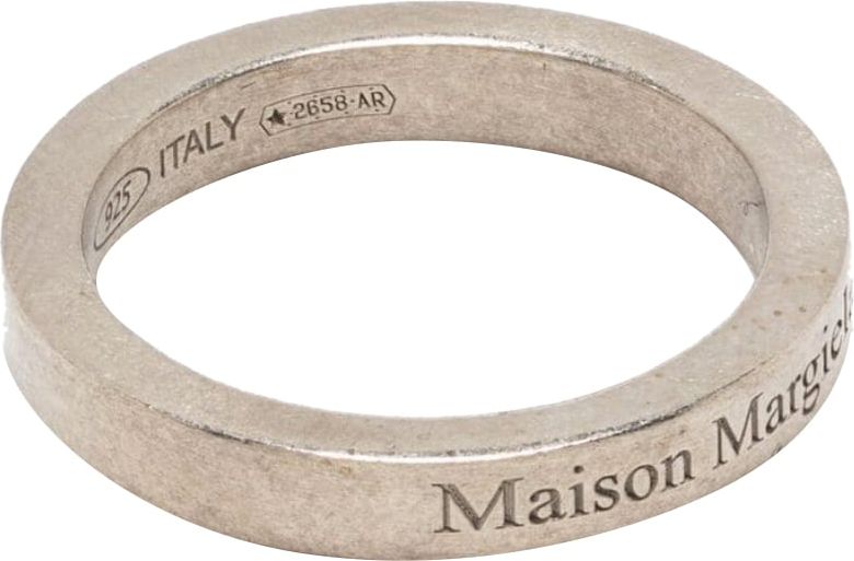 Maison Margiela Small Logo Ring Semi Polished Silver Zilver
