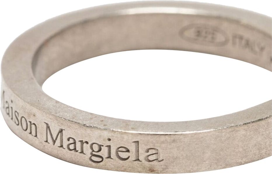 Maison Margiela Small Logo Ring Semi Polished Silver Zilver