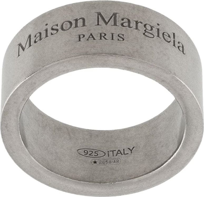 Maison Margiela Logo Ring Semi Polished Silver Zilver