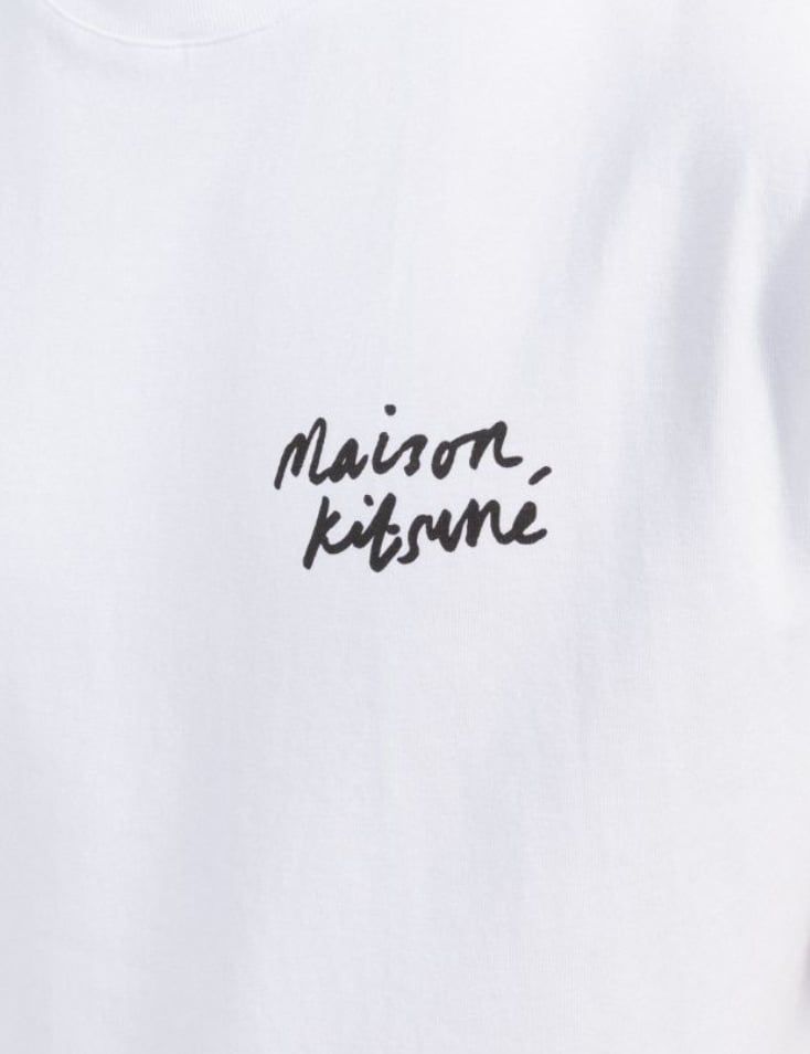 Maison Kitsuné Mini Handwriting Classic T-shirt White Wit