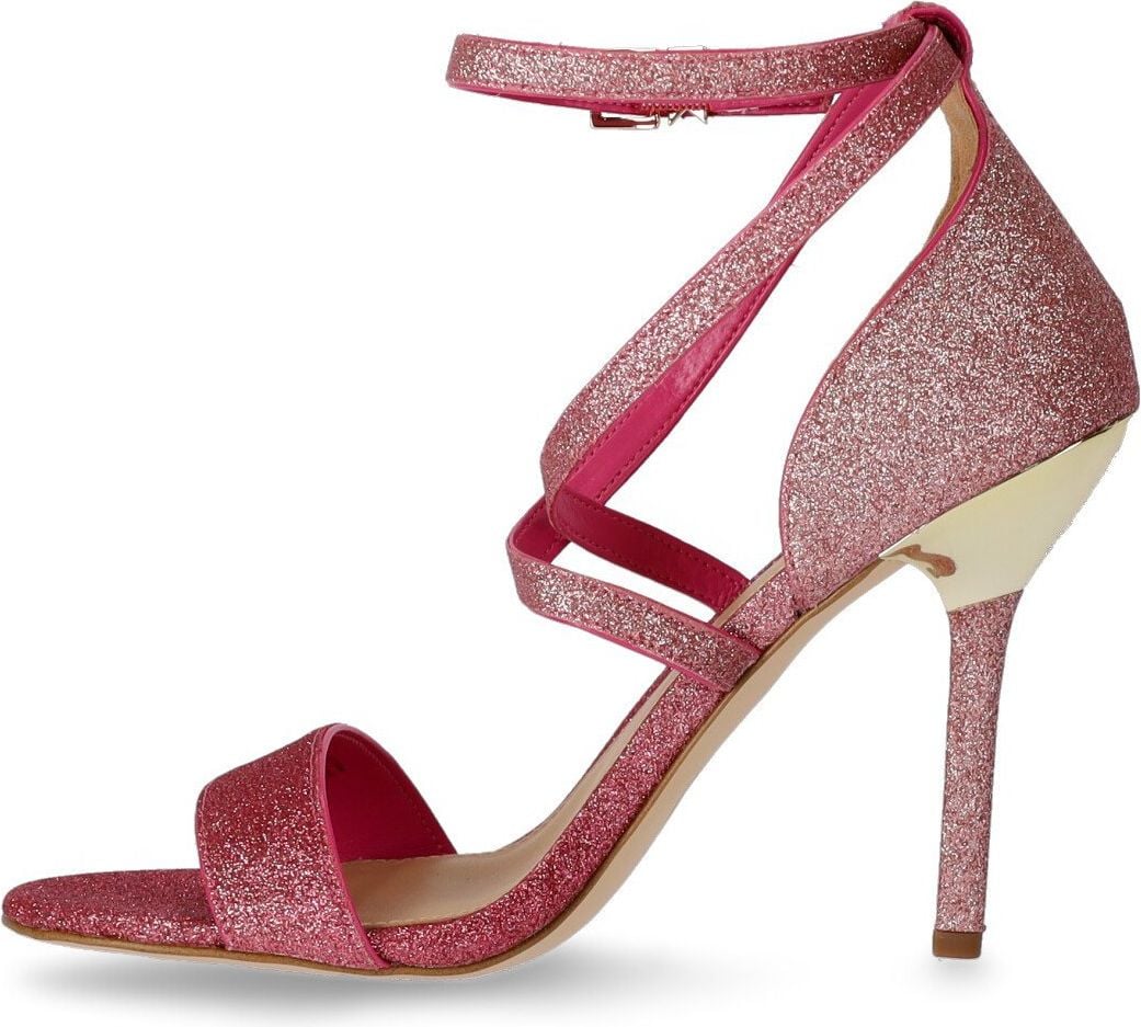Michael Kors Astrid Glitter Fuchsia Heeled Sandal Pink Roze