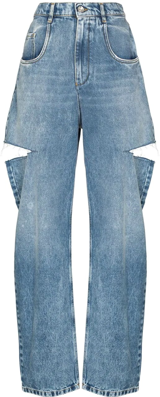 Maison Margiela Unisex Cut Denim Blue Blauw