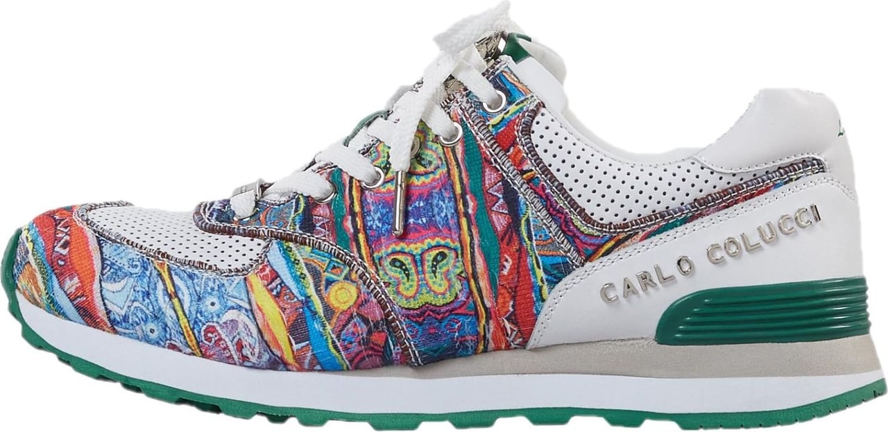 Carlo Colucci Printed Strick Sneakers Green Wit