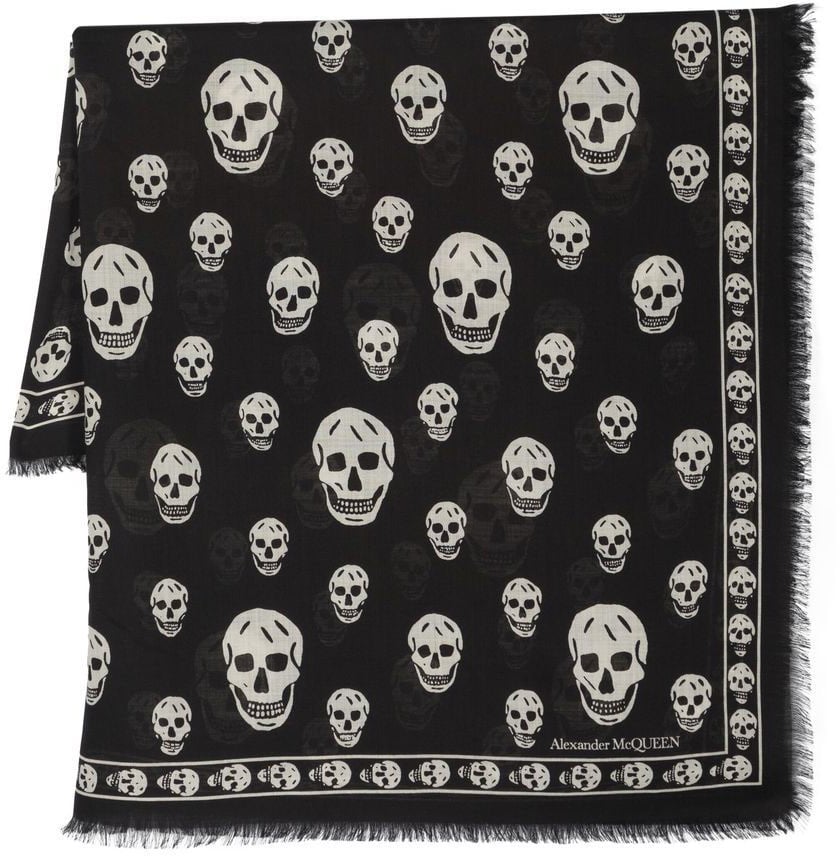 Alexander McQueen Alexander McQueen Printed wool scarf Zwart