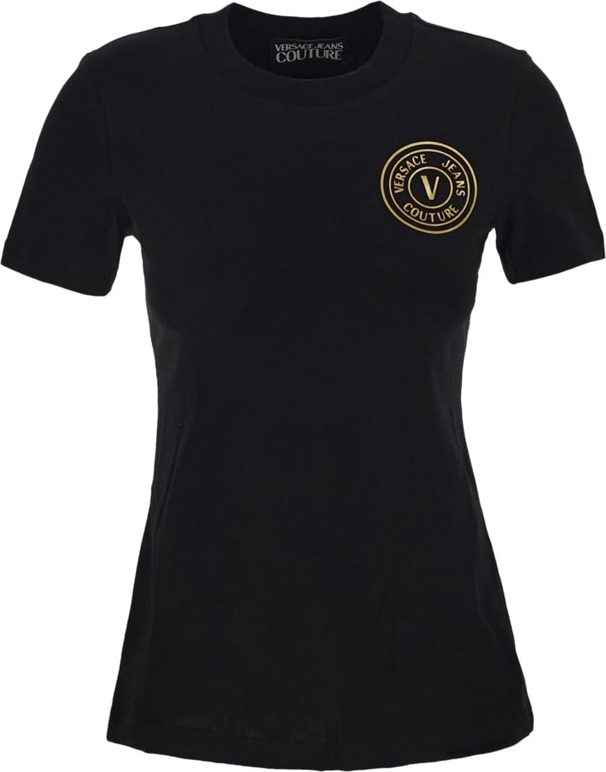 Versace Jeans Couture V-Emblem Metallic Logo T-Shirt Zwart