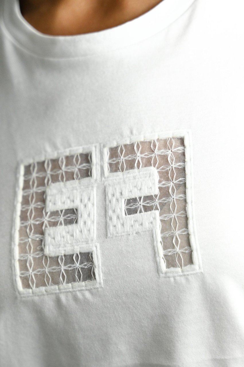 Elisabetta Franchi Embroidered Monogram T-Shirt Wit