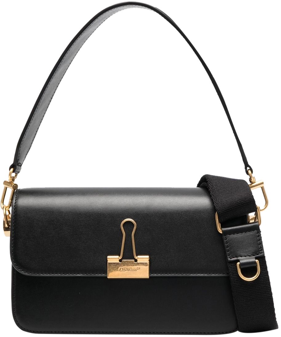 OFF-WHITE Binder Clip leather crossbody bag Zwart