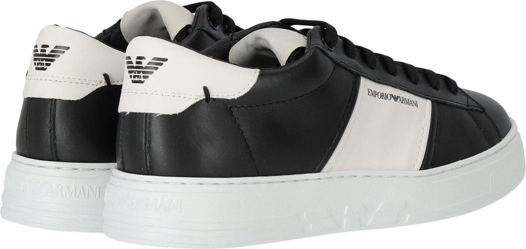 Emporio Armani Black White Sneaker With Logo Black Zwart