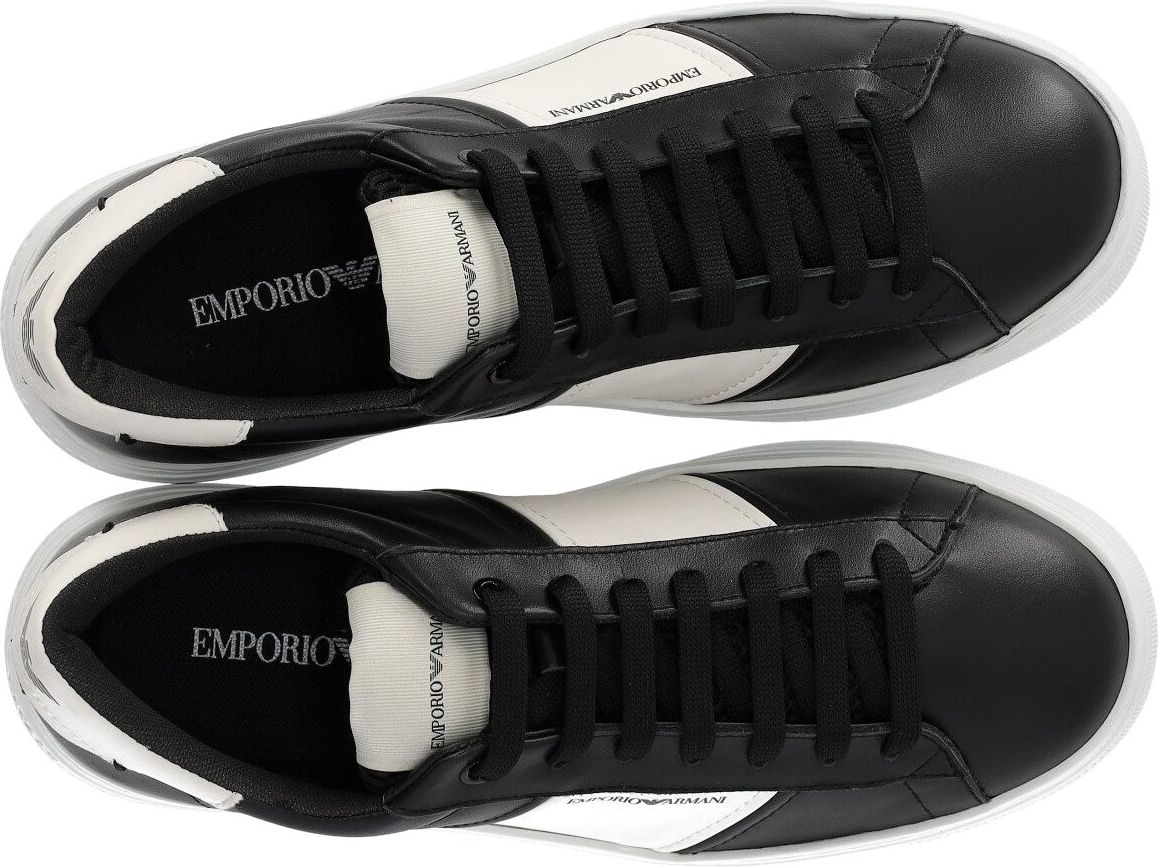 Emporio Armani Black White Sneaker With Logo Black Zwart