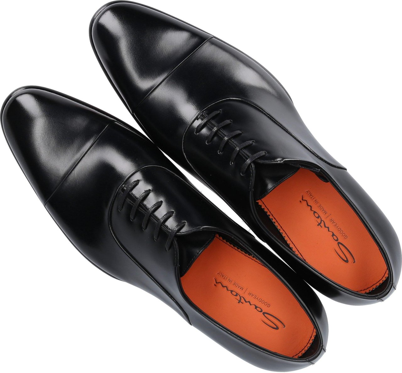 Santoni Business Shoes Oxford Calfskin Oldman Zwart