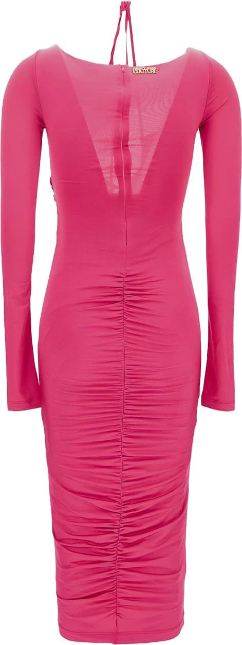 Versace Jeans Couture Ruched Midi Dress Roze
