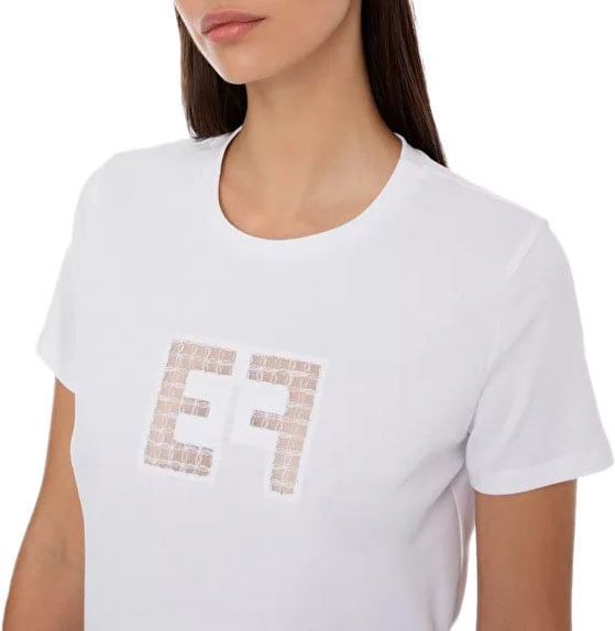 Elisabetta Franchi Embroidered Monogram T-Shirt Wit