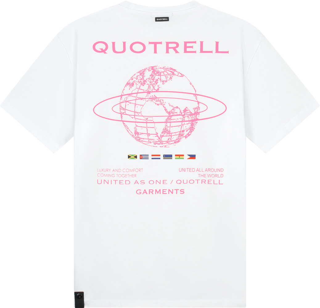 Quotrell Worldwide T-shirt | White/pink Wit