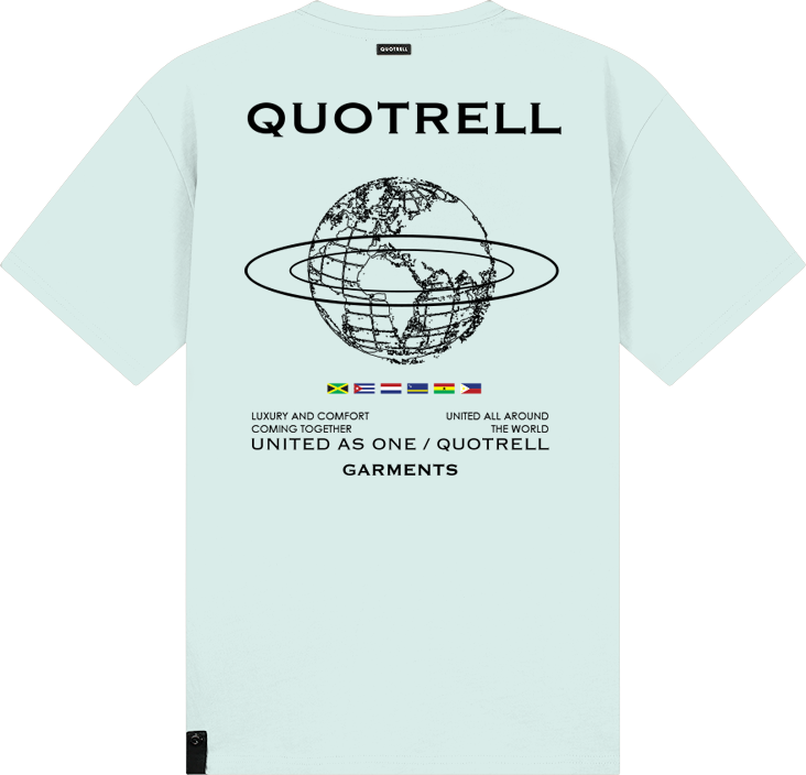 Quotrell Worldwide T-shirt | Faded Blue/black Blauw