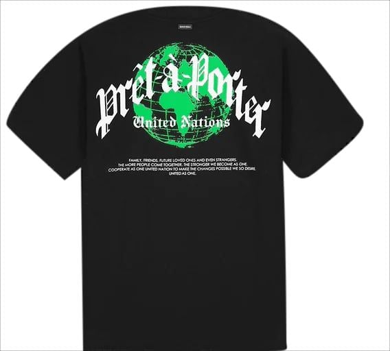 Quotrell Global Unity T-shirt | Black/neon Green Zwart