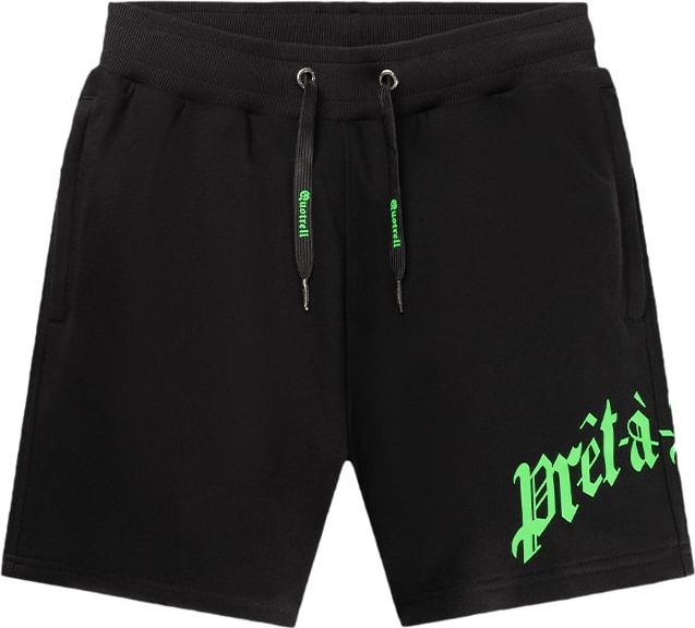 Quotrell Miami Shorts | Black/neon Green Zwart
