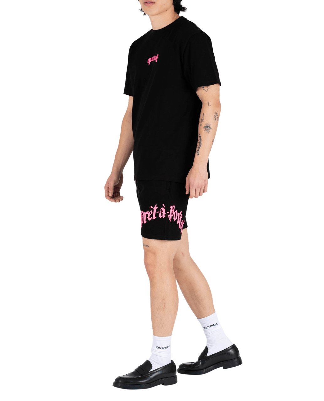Quotrell Miami Shorts | Black/neon Pink Zwart