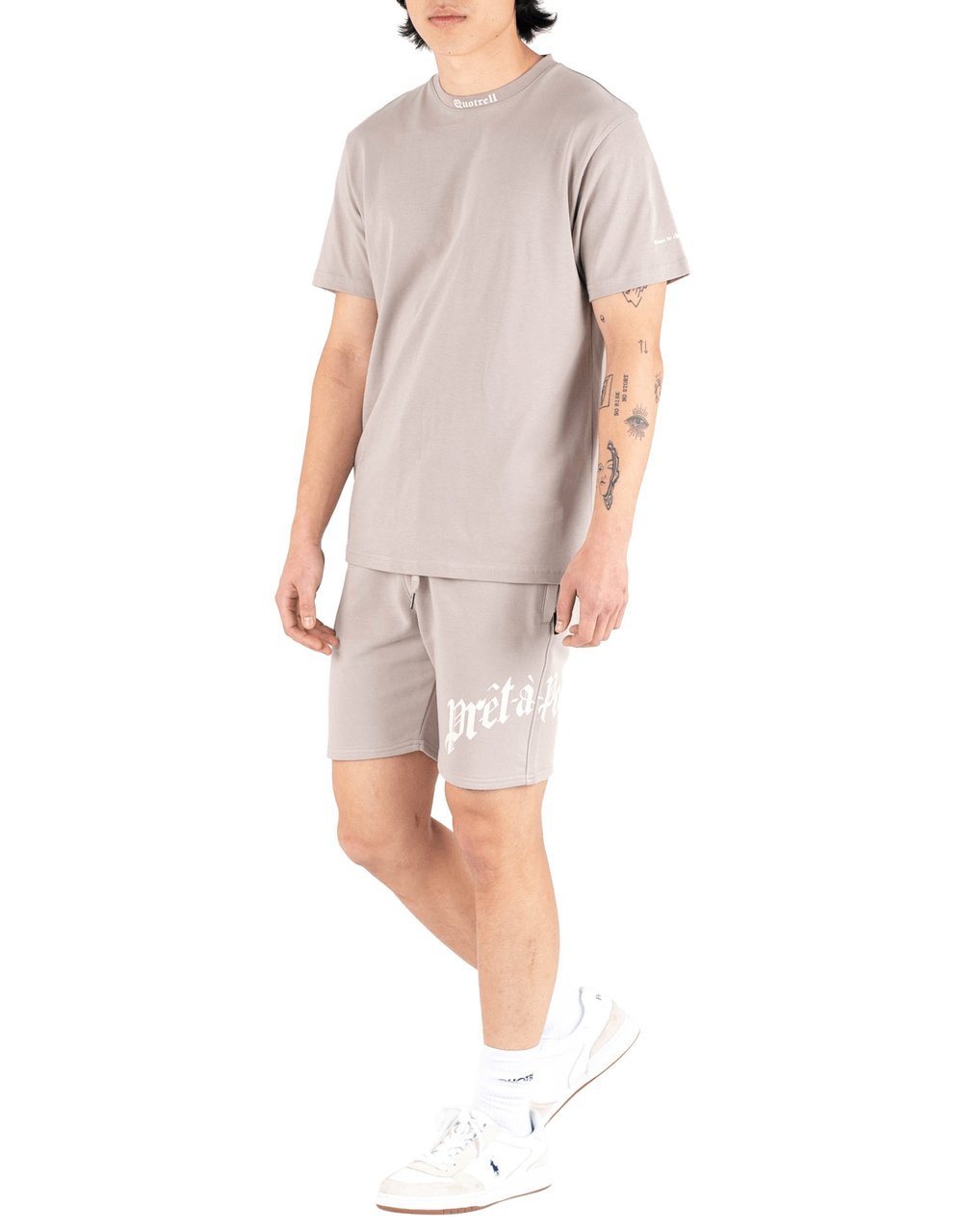 Quotrell Miami Shorts | Taupe/neon Aqua Beige