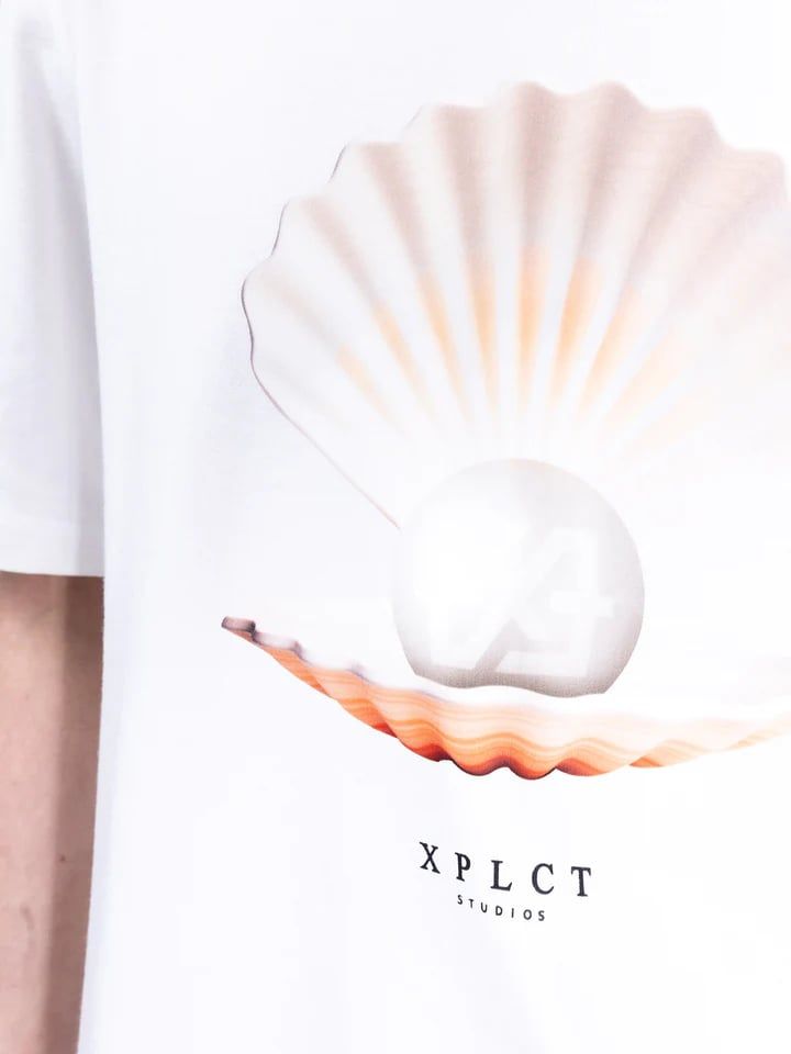 XPLCT Studios Shell T-Shirt Heren Wit Wit